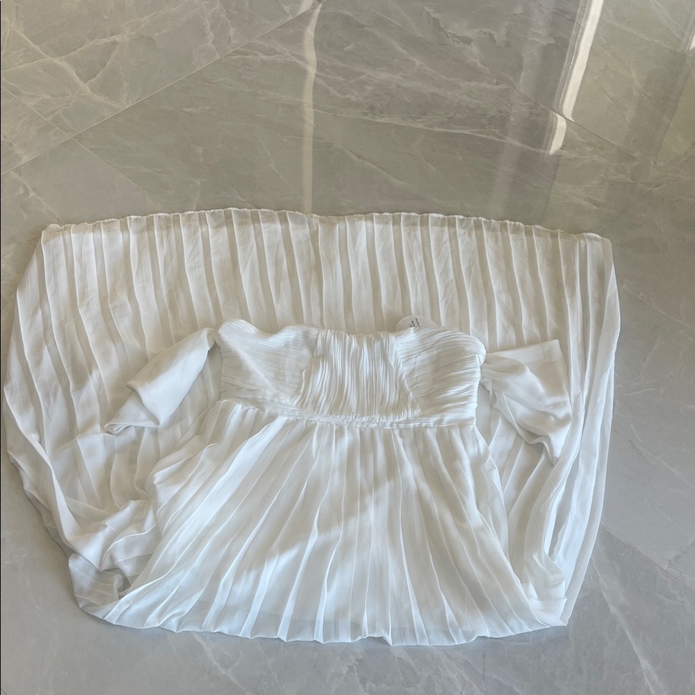 Elegant White Pleated Off-Shoulder Top